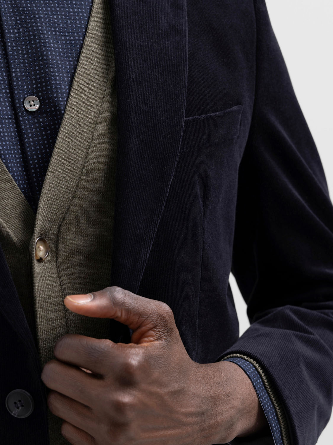 Dark Blue Corduroy Blazer