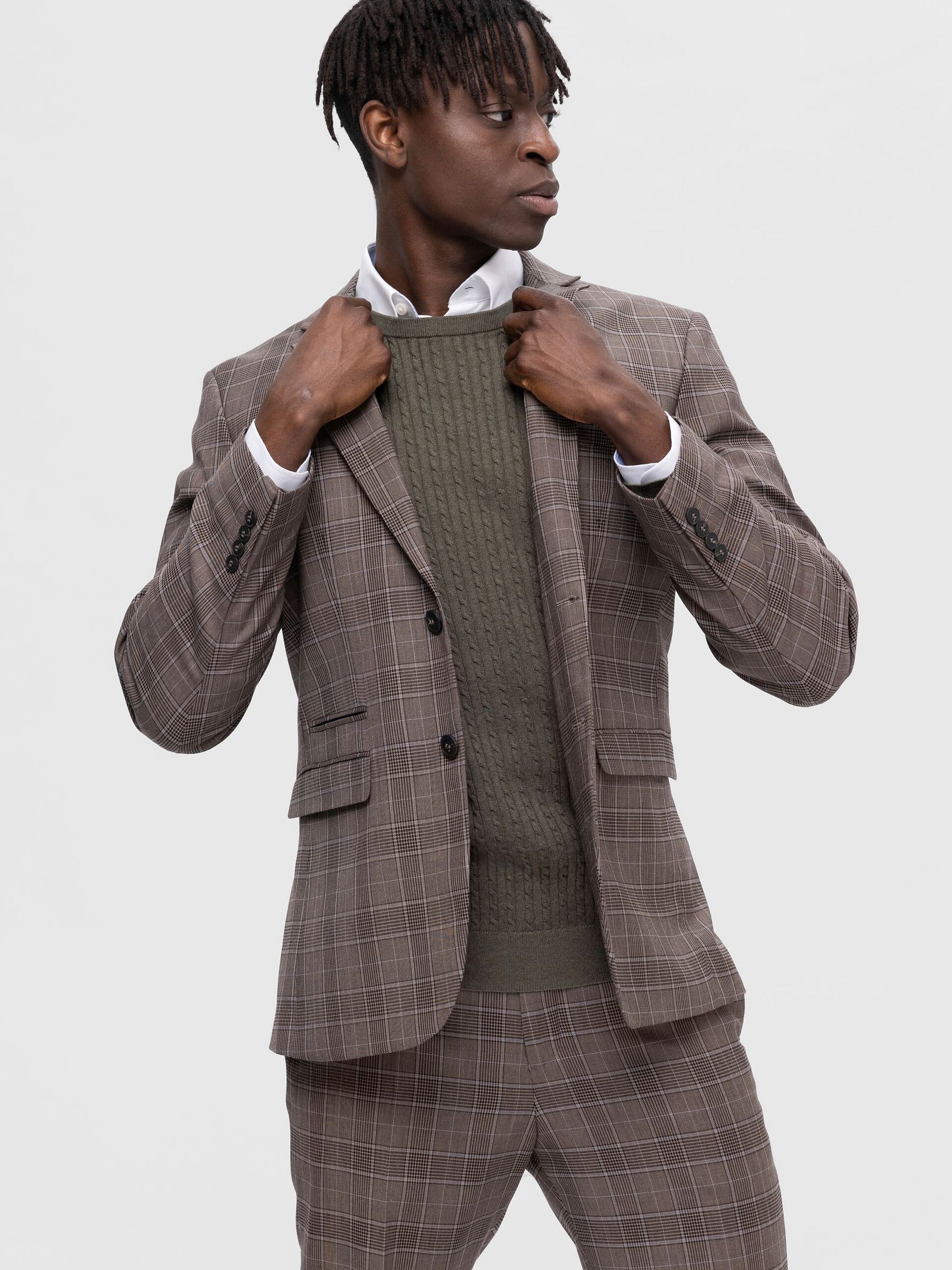 Brown Check Slim Fit Blazer