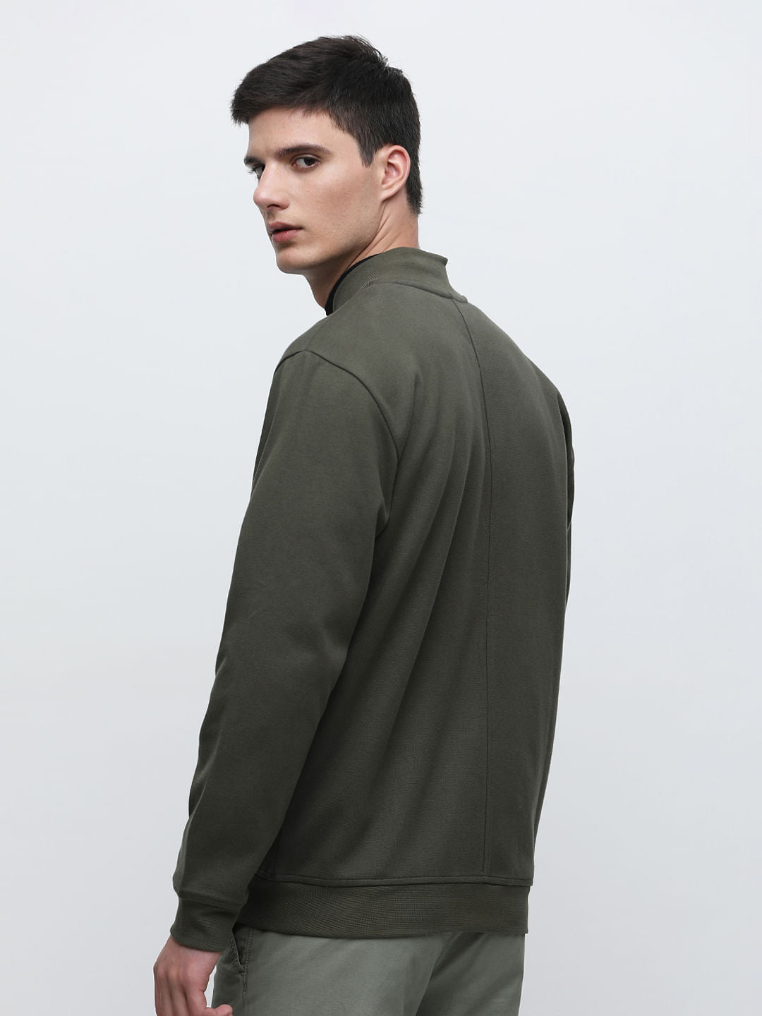 Dark Green Jersey Bomber Jacket