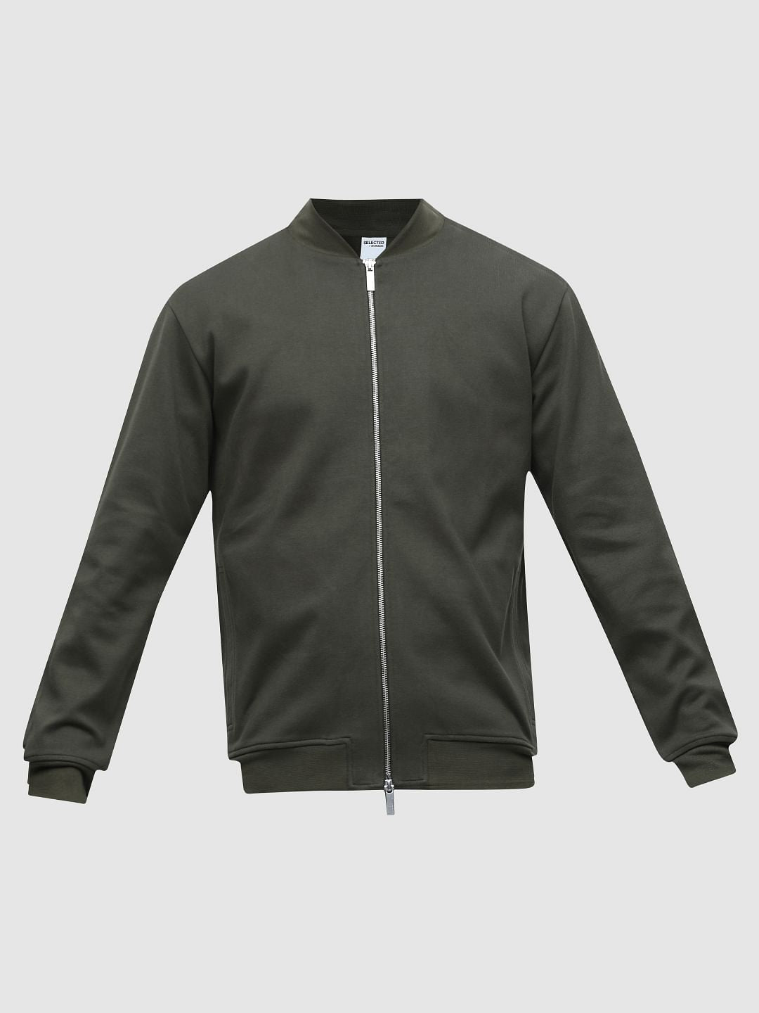 Dark Green Jersey Bomber Jacket