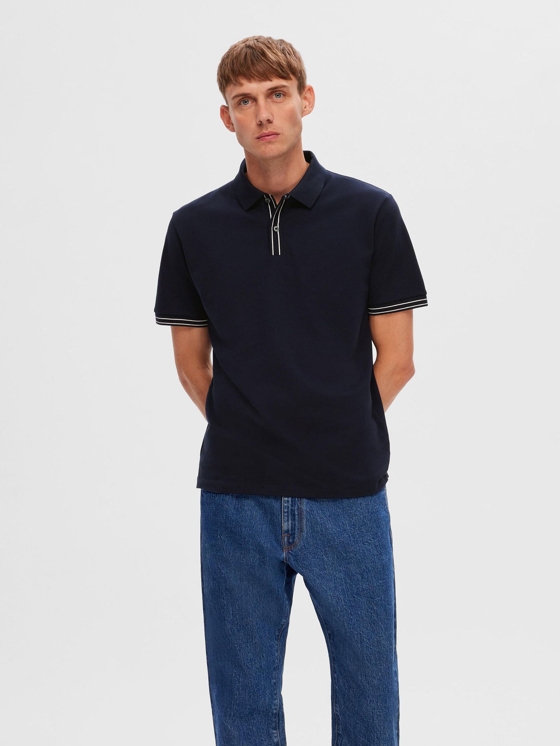 Dark Blue Piqu Polo T-shirt