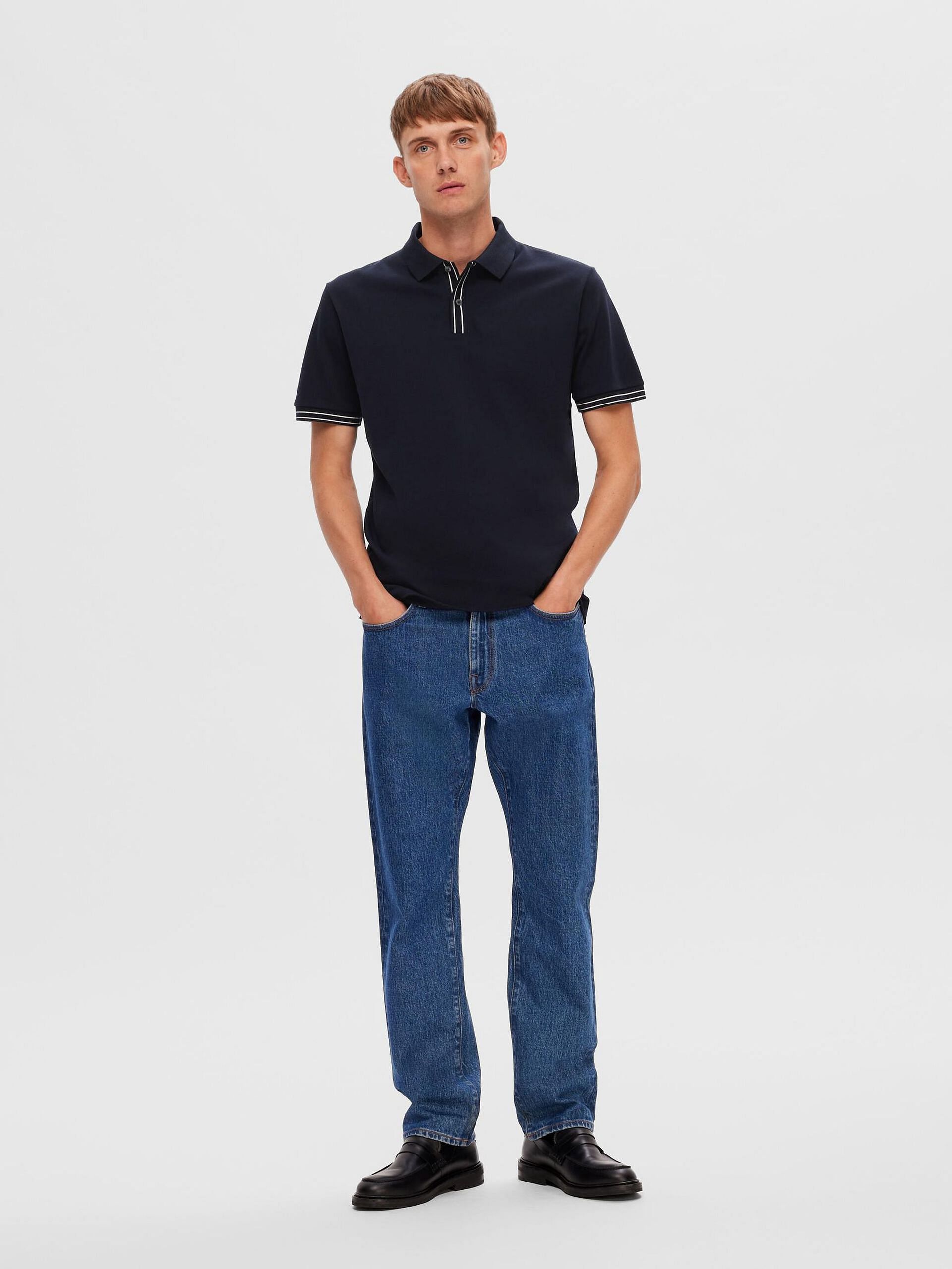 Dark Blue Piqu Polo T-shirt