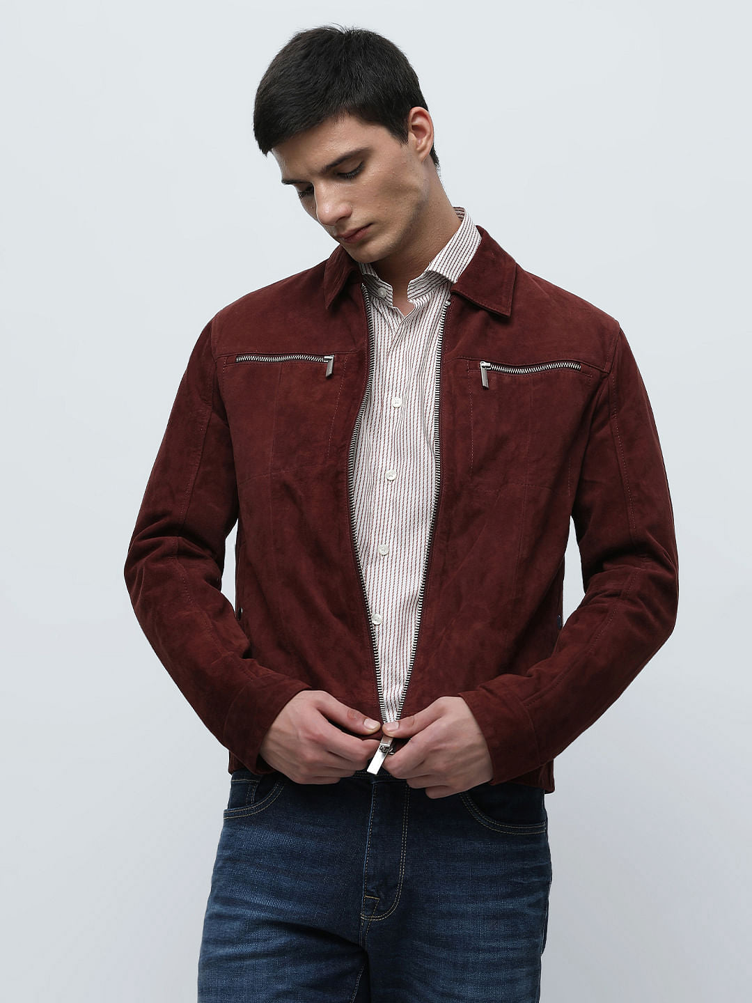 Brown Striped Full Sleeves Shirt