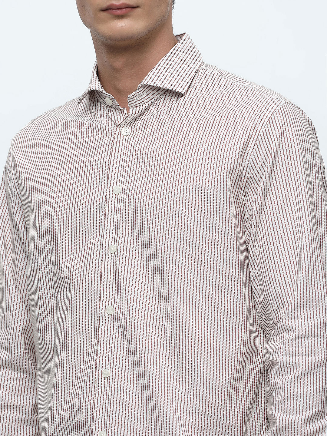 Brown Striped Full Sleeves Shirt