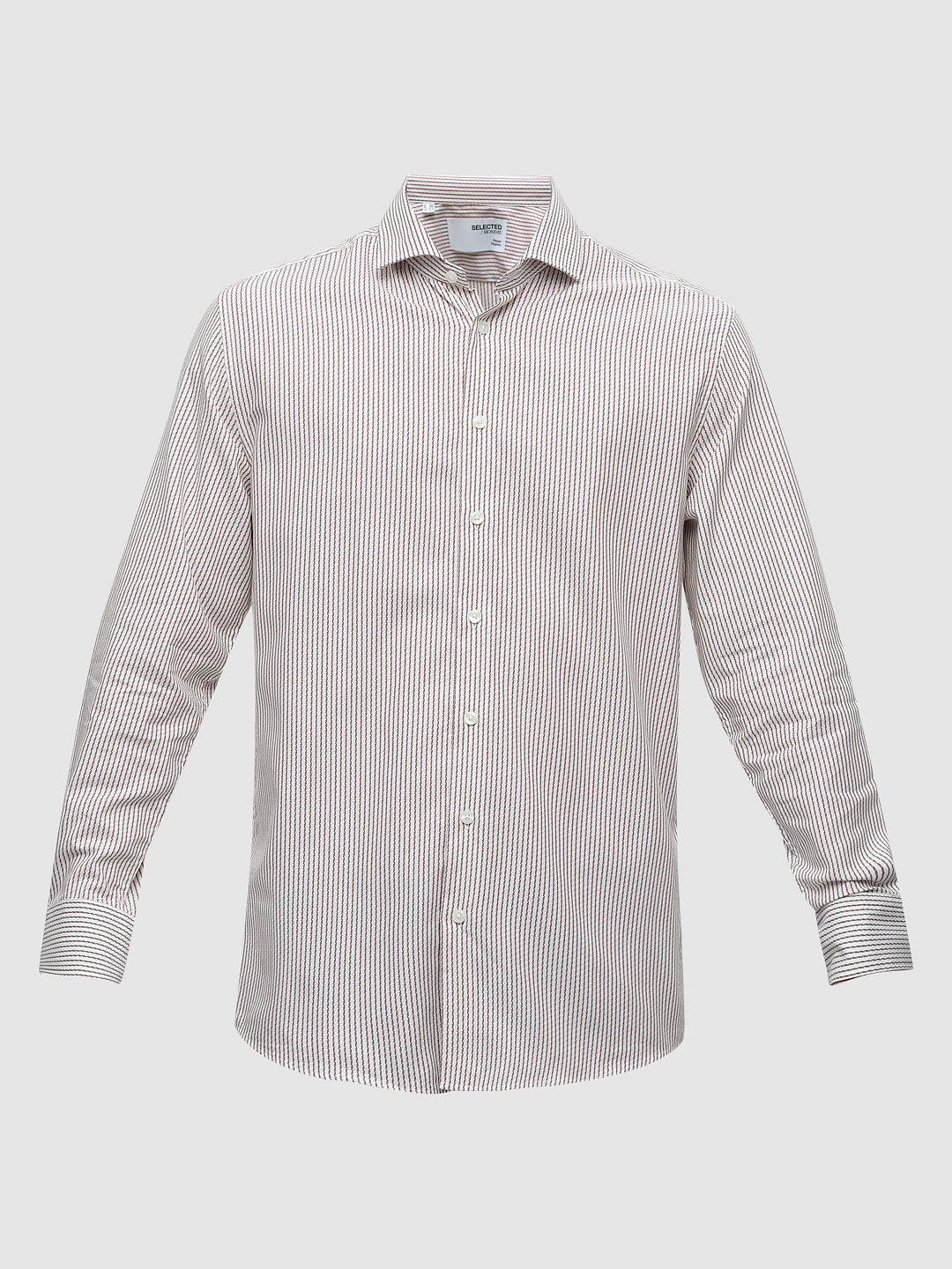 Brown Striped Full Sleeves Shirt