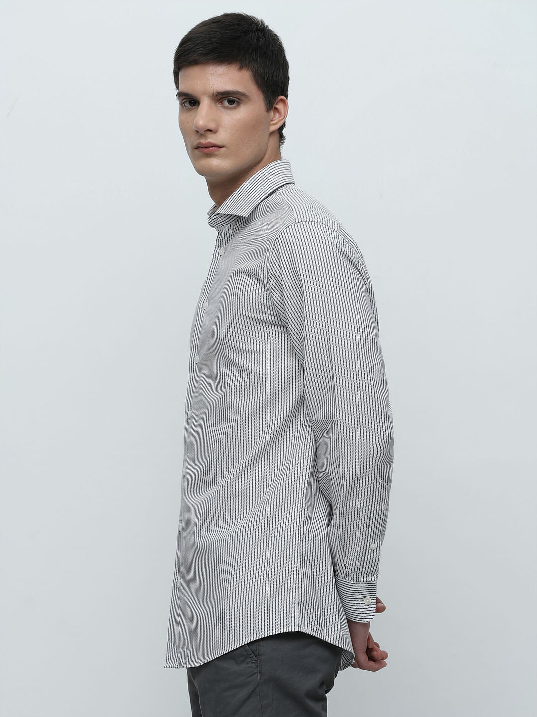 Blue Striped Full Sleeves Shirt