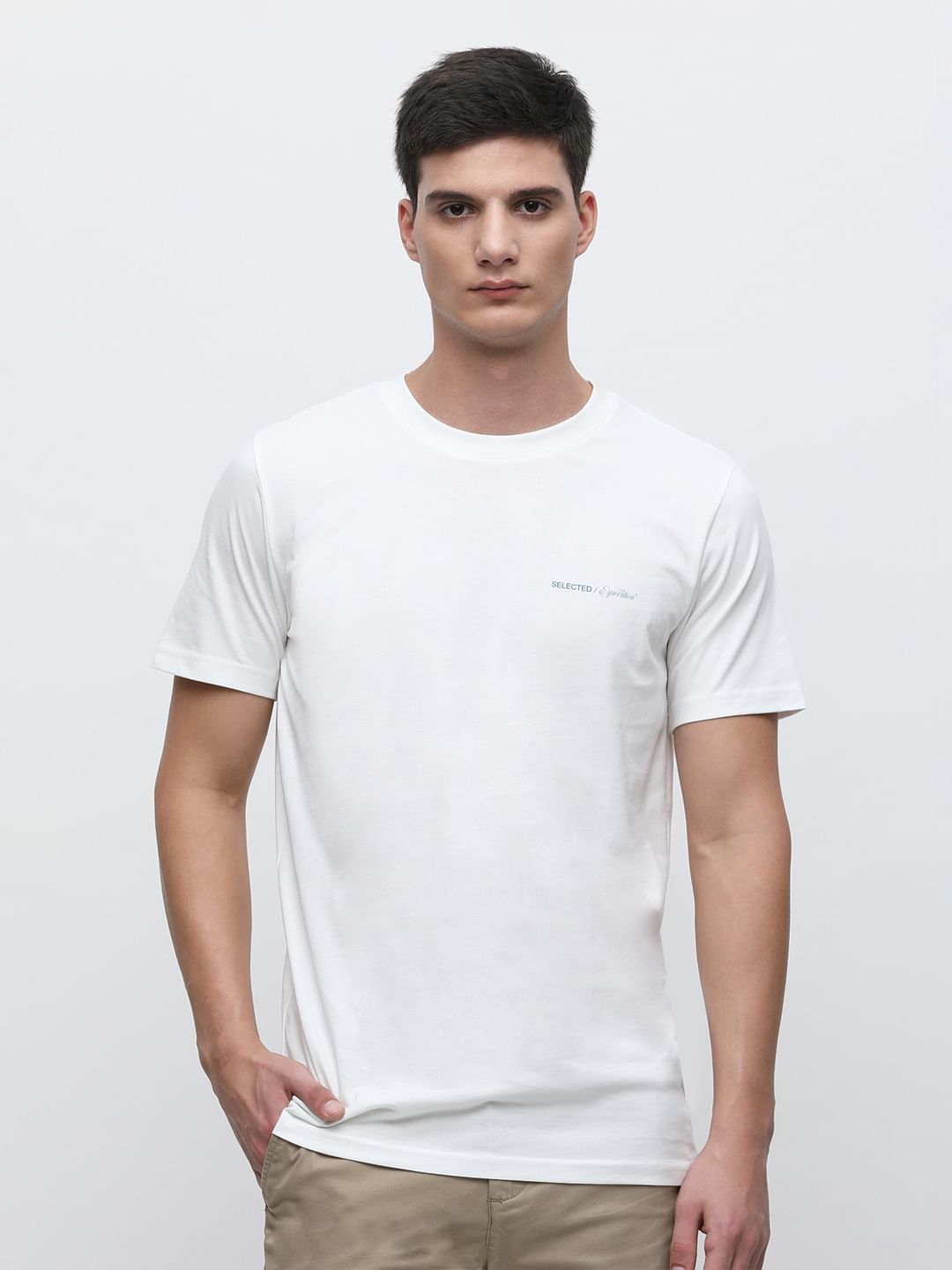 White Printed Crew Neck T-shirt