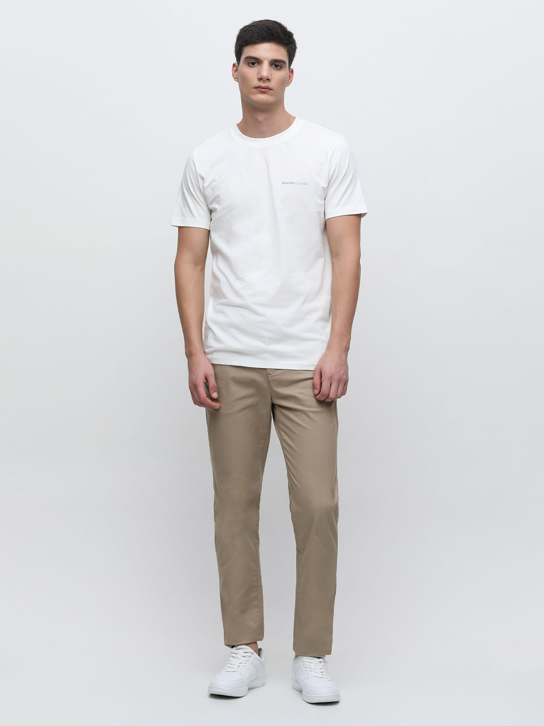 White Printed Crew Neck T-shirt