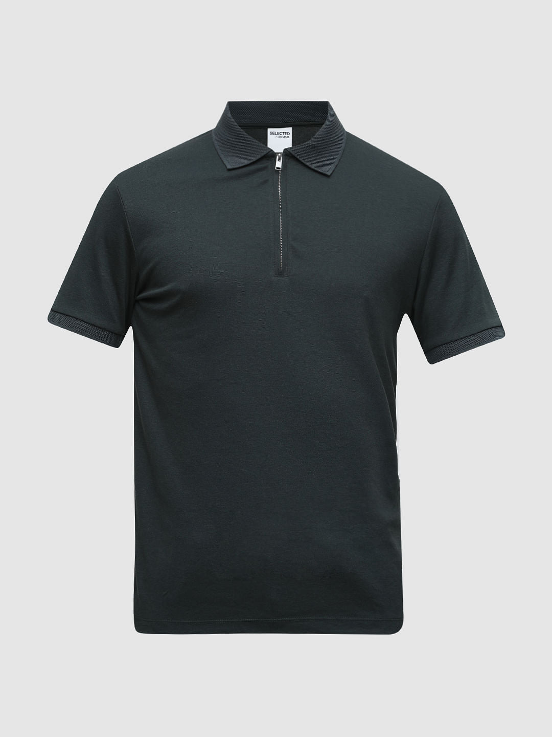 Green Zip-Up Polo T-shirt