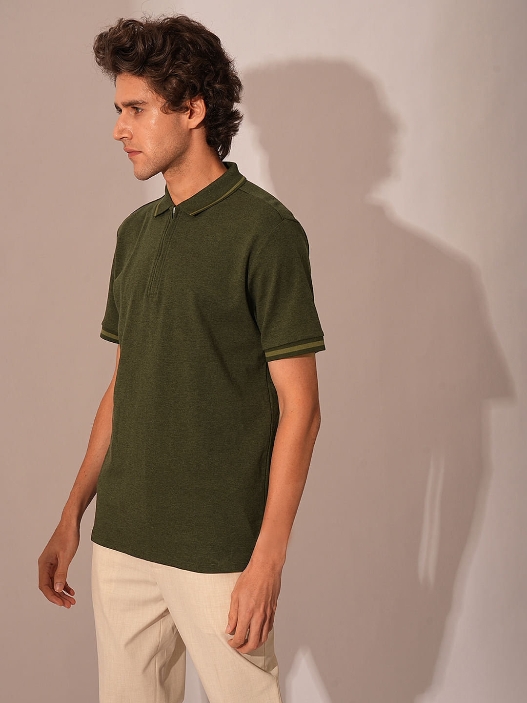 Green Zipped Polo