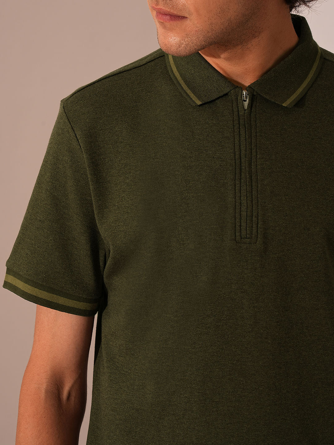 Green Zipped Polo