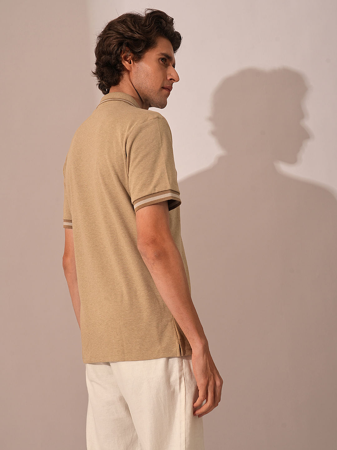 Beige Zipped Polo