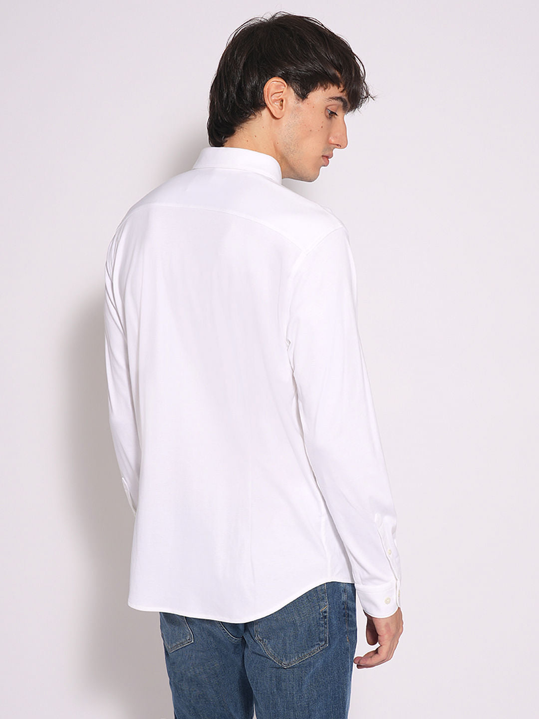 White Cotton Slim Fit Shirt