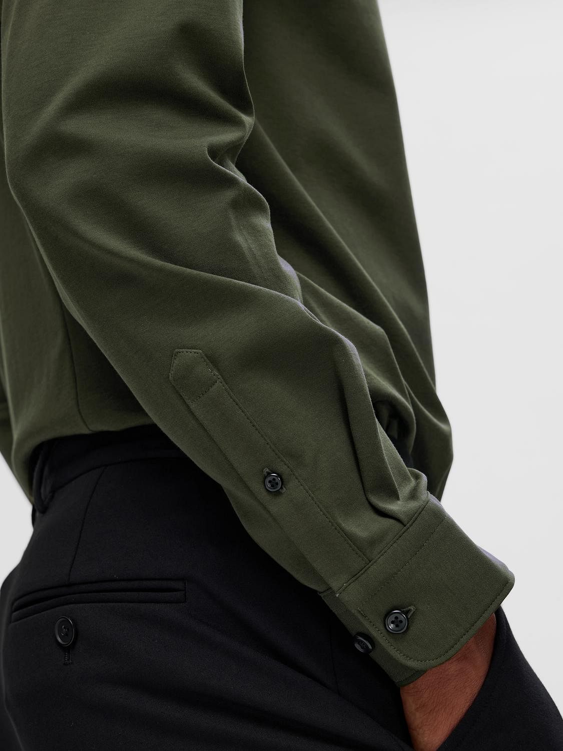 Dark Green Jersey Slim Fit Shirt