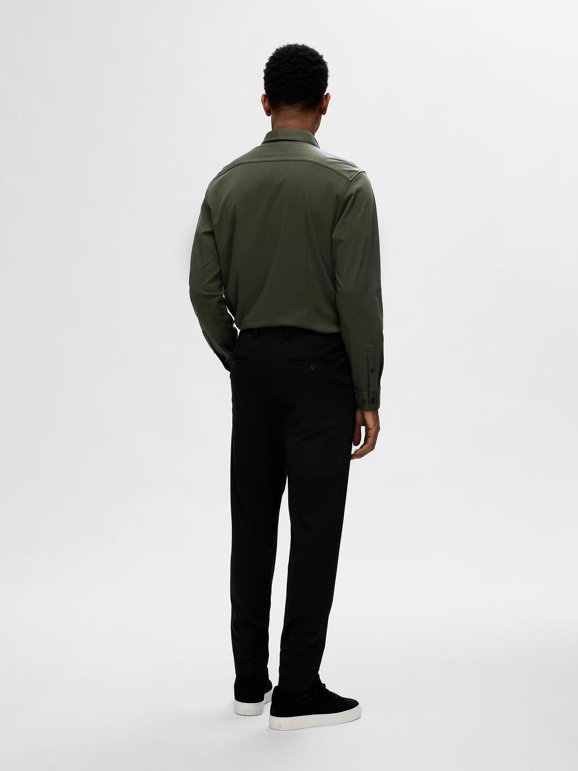 Dark Green Jersey Slim Fit Shirt