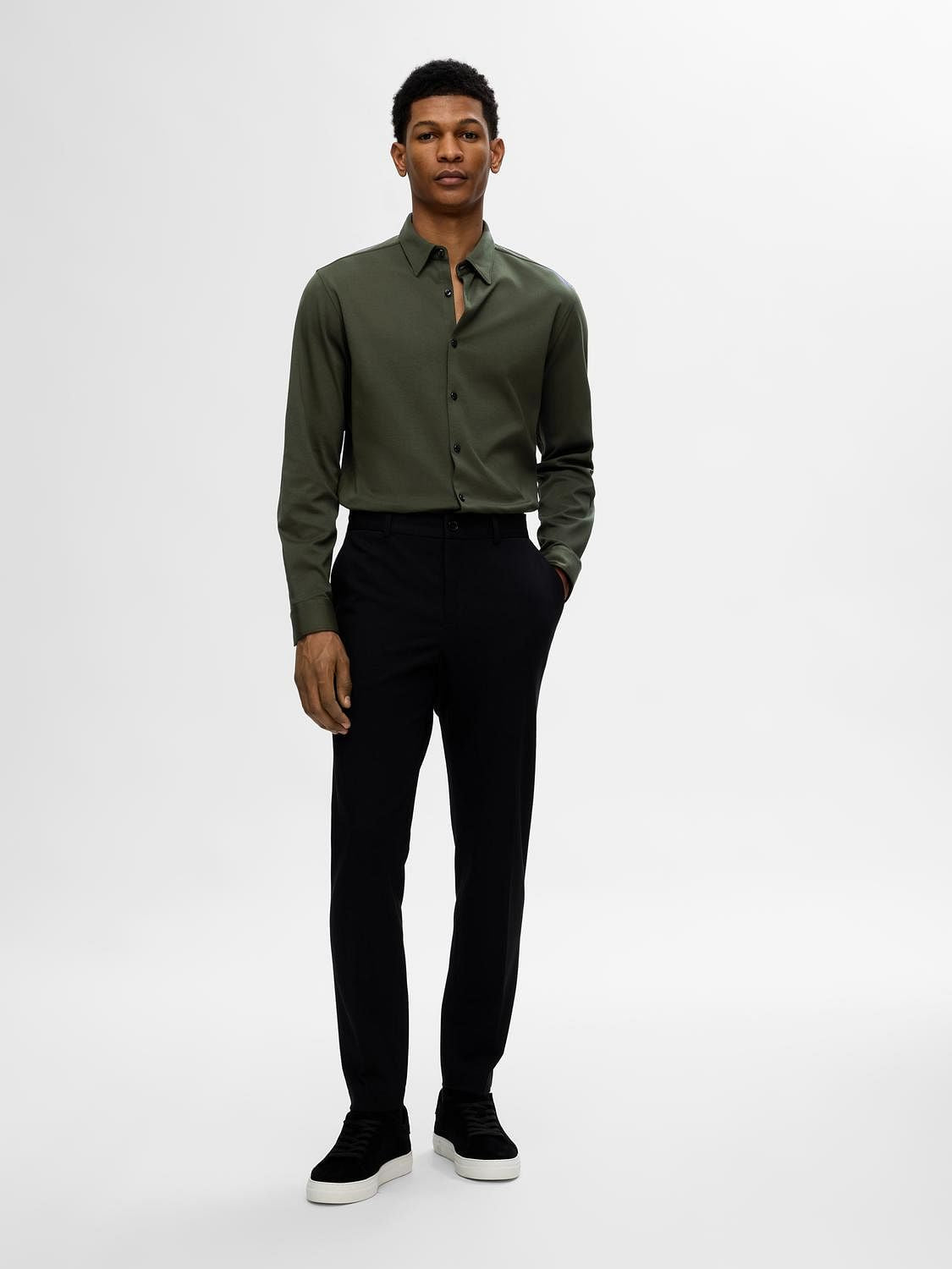 Dark Green Jersey Slim Fit Shirt