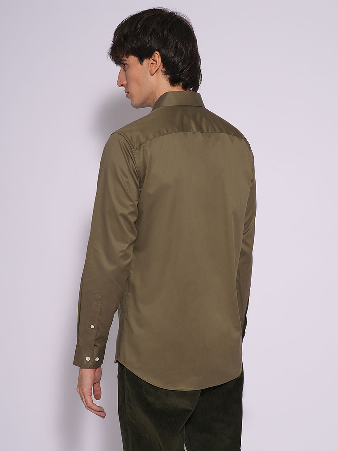 Green Slim Fit Full Sleeves Shirt