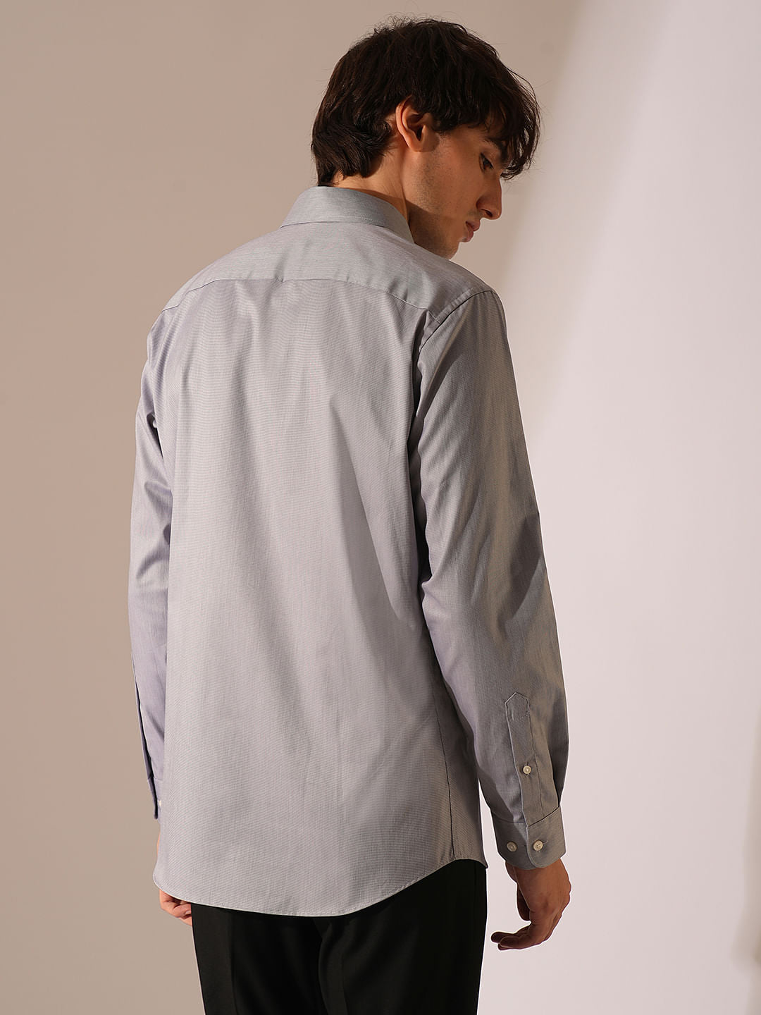 Grey Slim Fit Full Sleeves Shirt
