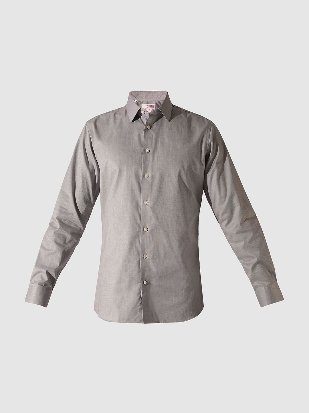 Grey Slim Fit Full Sleeves Shirt
