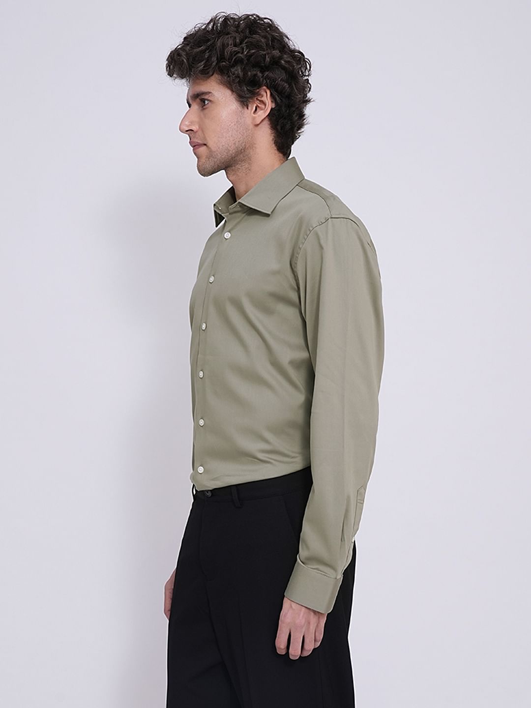 Green Organic Cotton Slim Fit Shirt