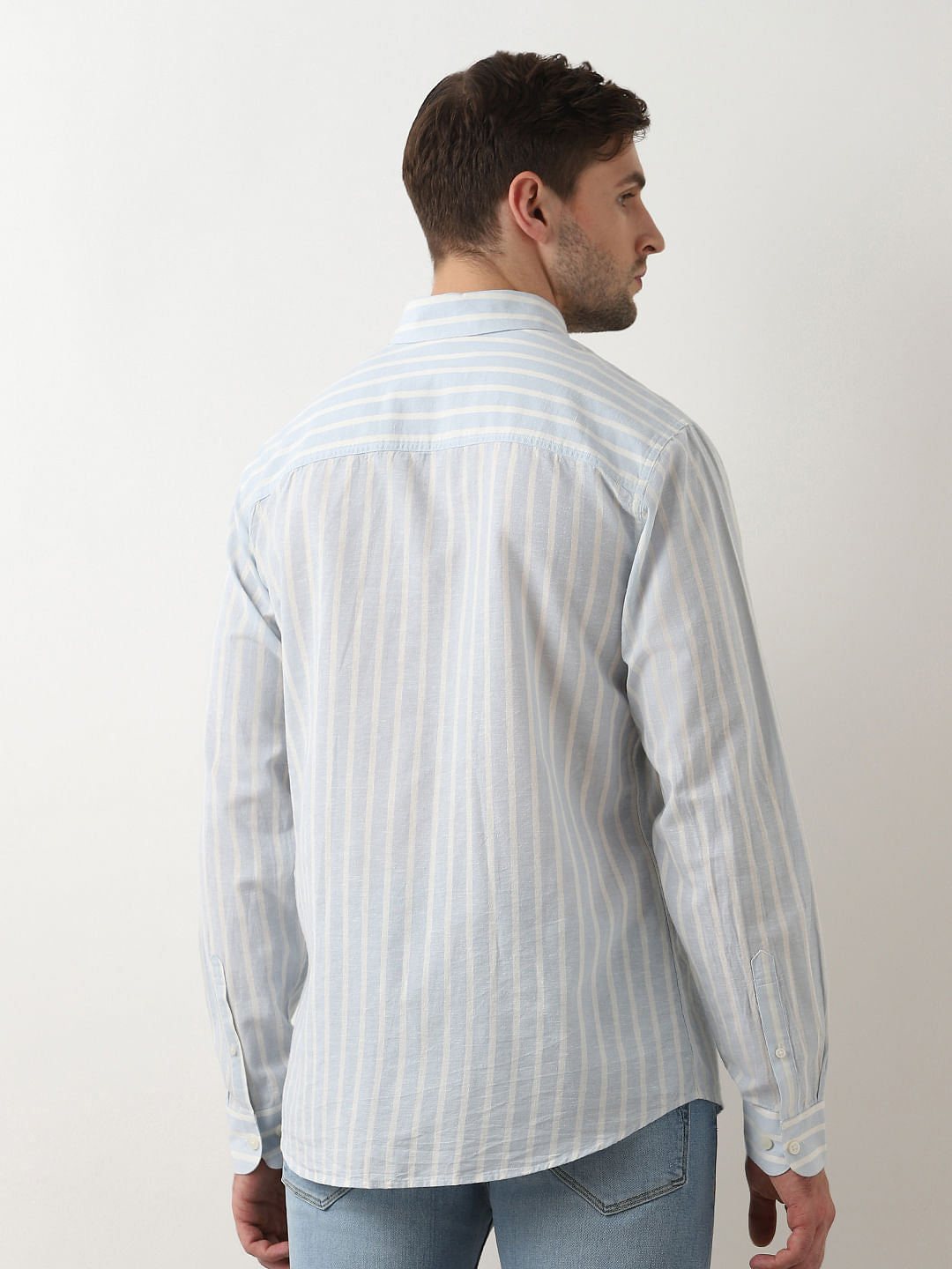 Light Blue Striped Linen Shirt
