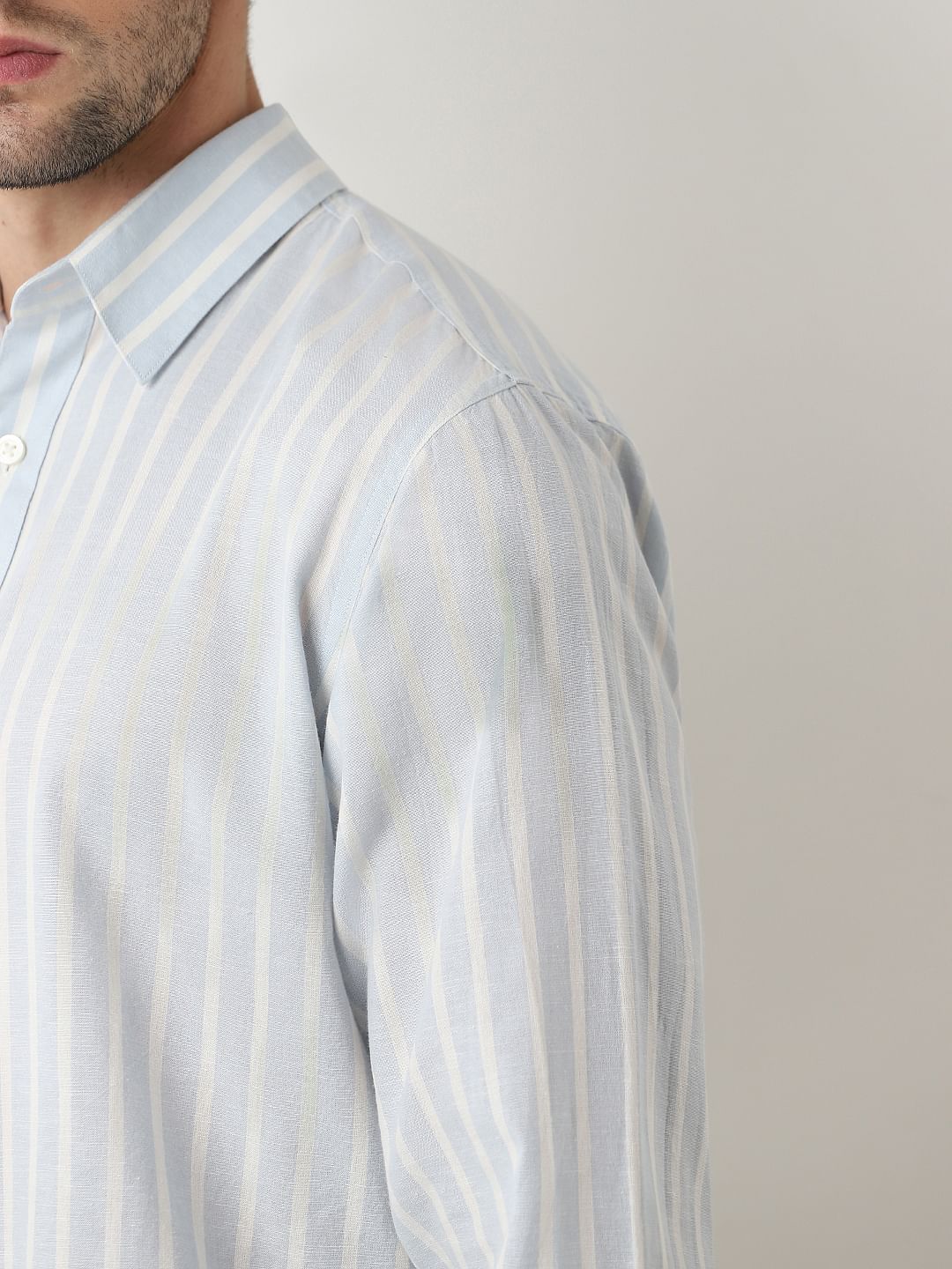 Light Blue Striped Linen Shirt
