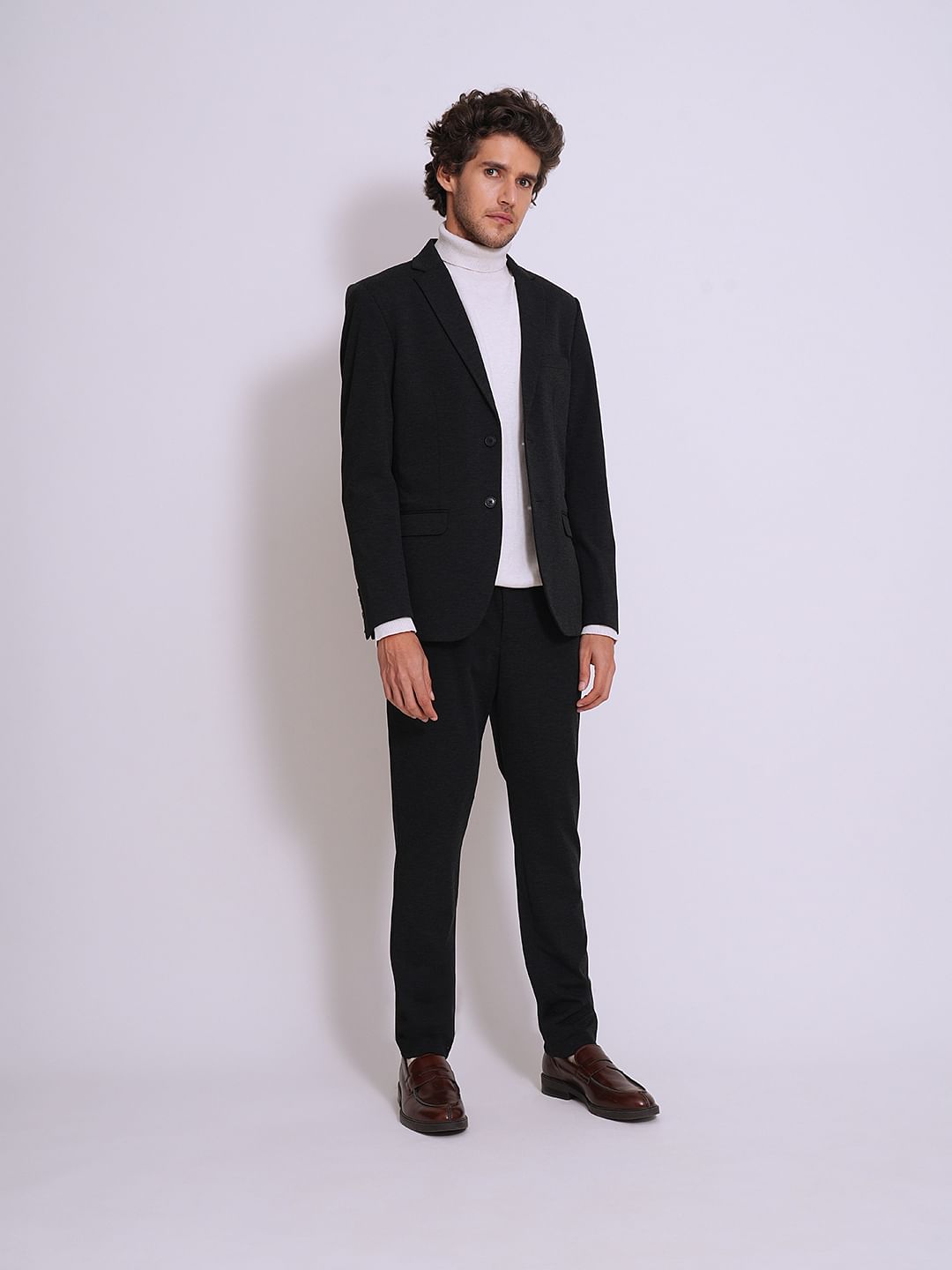 Dark Grey Jersey Flex Slim Fit Blazer