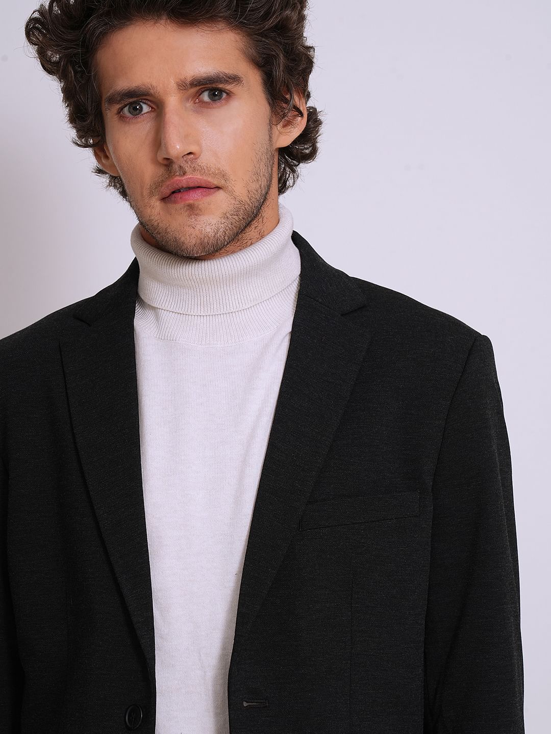 Dark Grey Jersey Flex Slim Fit Blazer