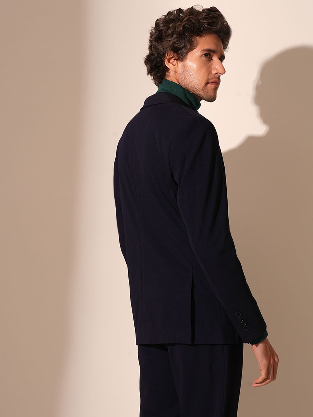 Dark Blue Jersey Slim Fit Blazer