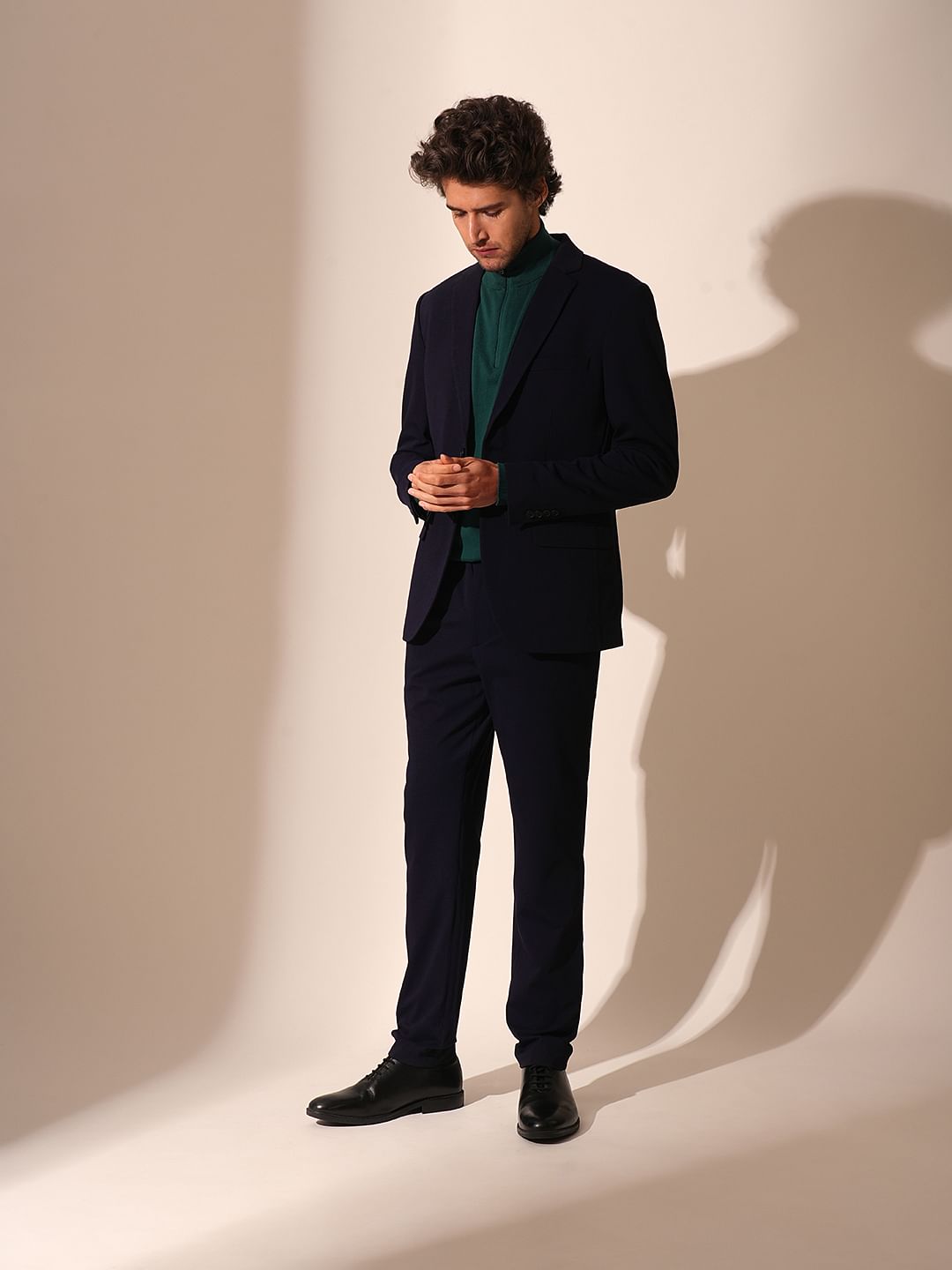 Dark Blue Jersey Slim Fit Blazer