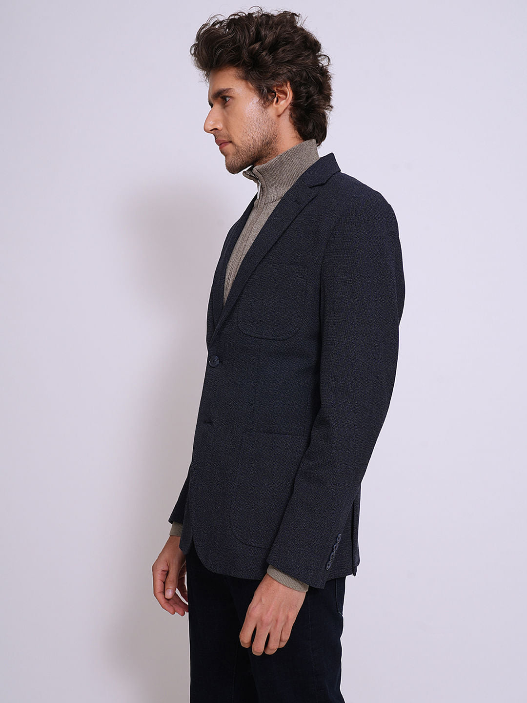 Dark Blue Structured Tailored Blazer