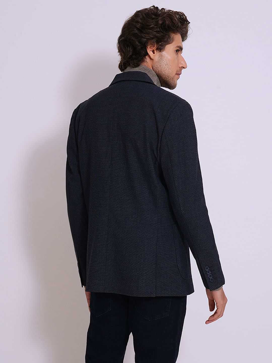 Dark Blue Structured Tailored Blazer