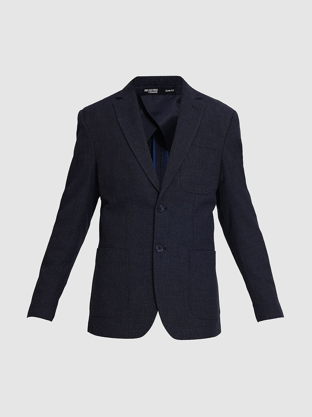 Dark Blue Structured Tailored Blazer