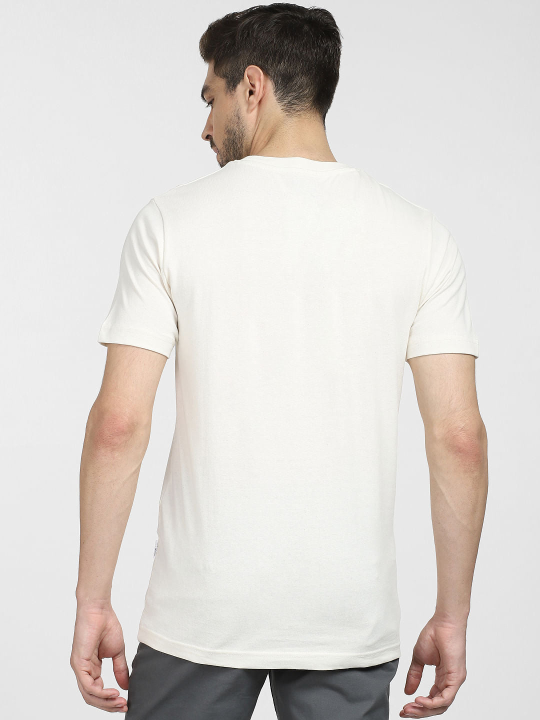 Off-White Text Print Crew Neck T-shirt