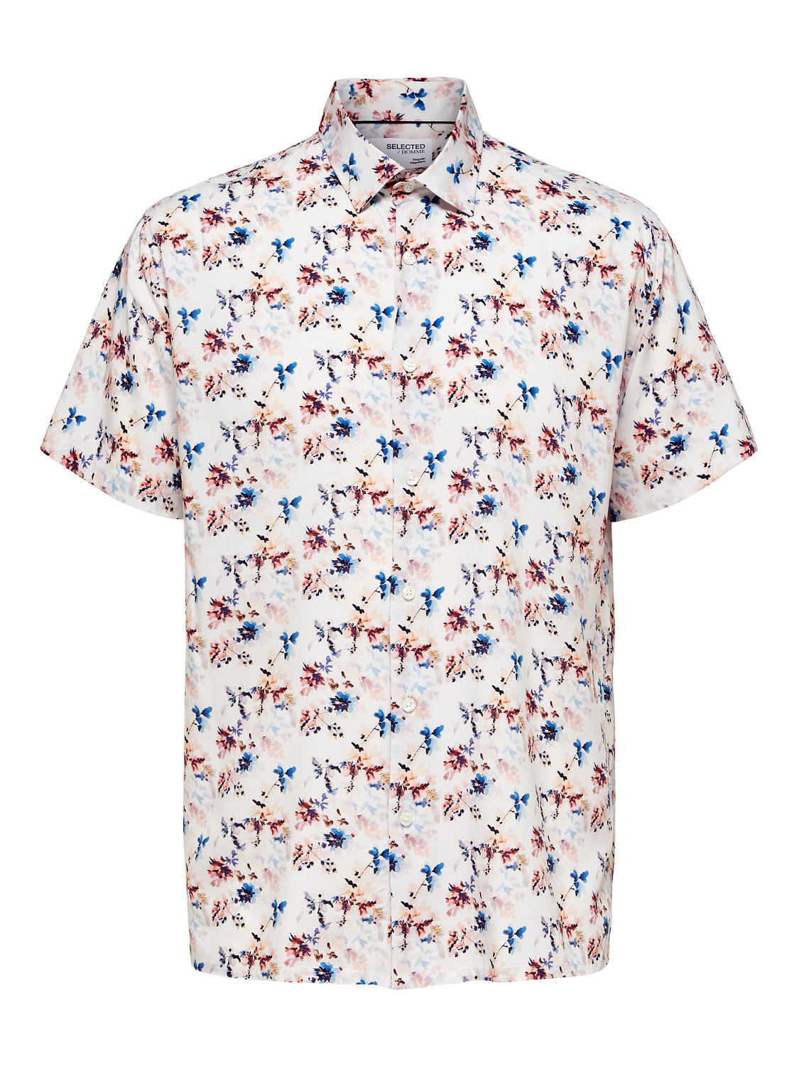 White Floral Short Sleeves Shirt