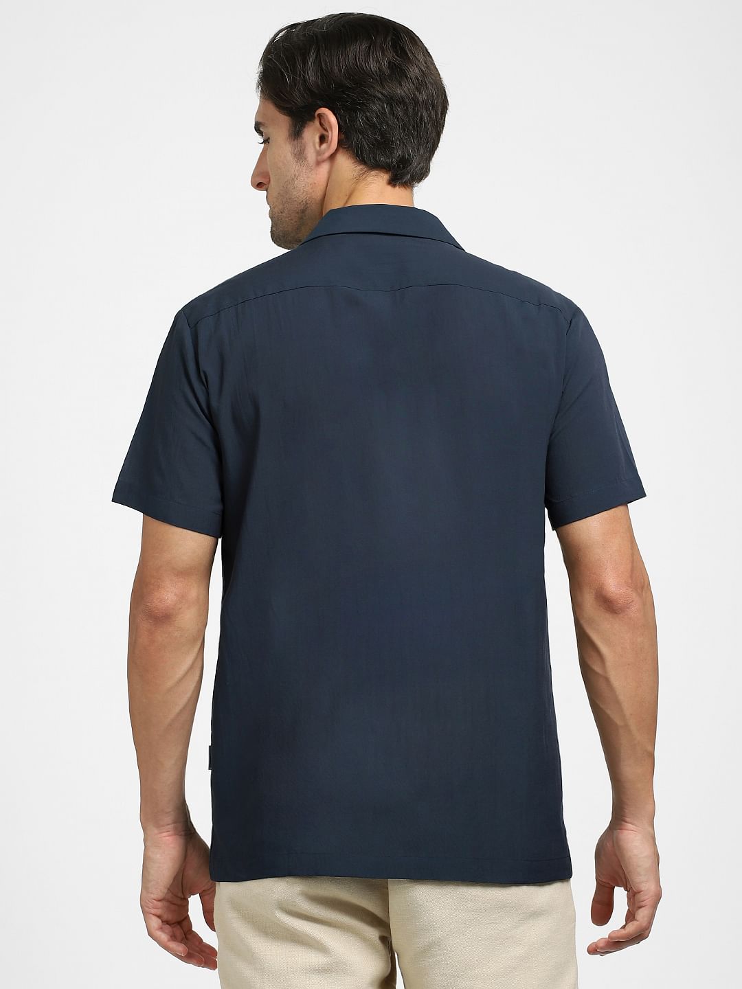 Blue Organic Cotton Cuban Collar Shirt