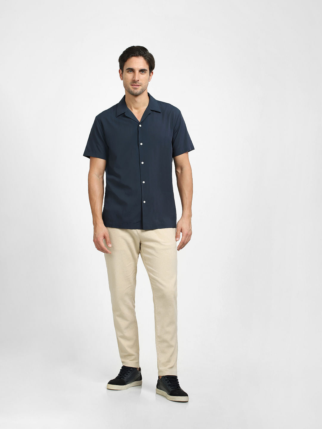 Blue Organic Cotton Cuban Collar Shirt