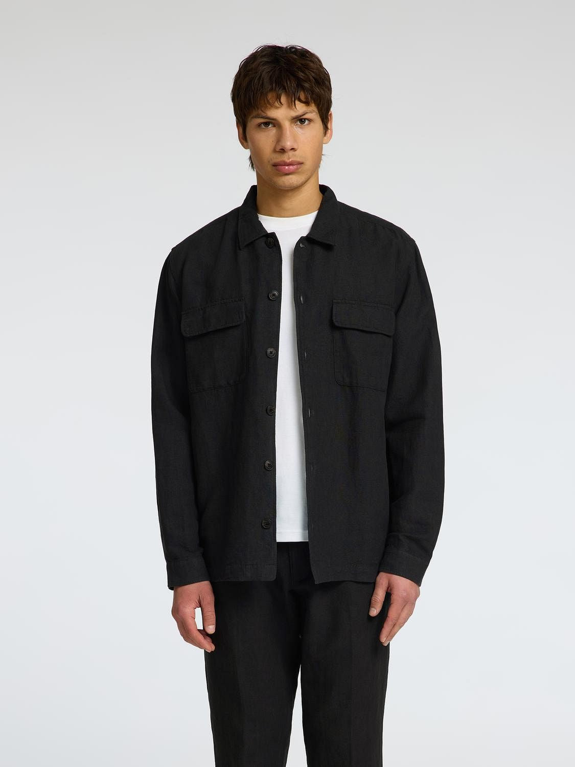 Black Linen Overshirt