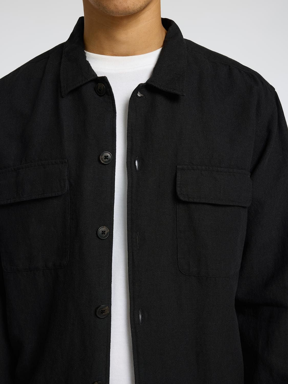 Black Linen Overshirt