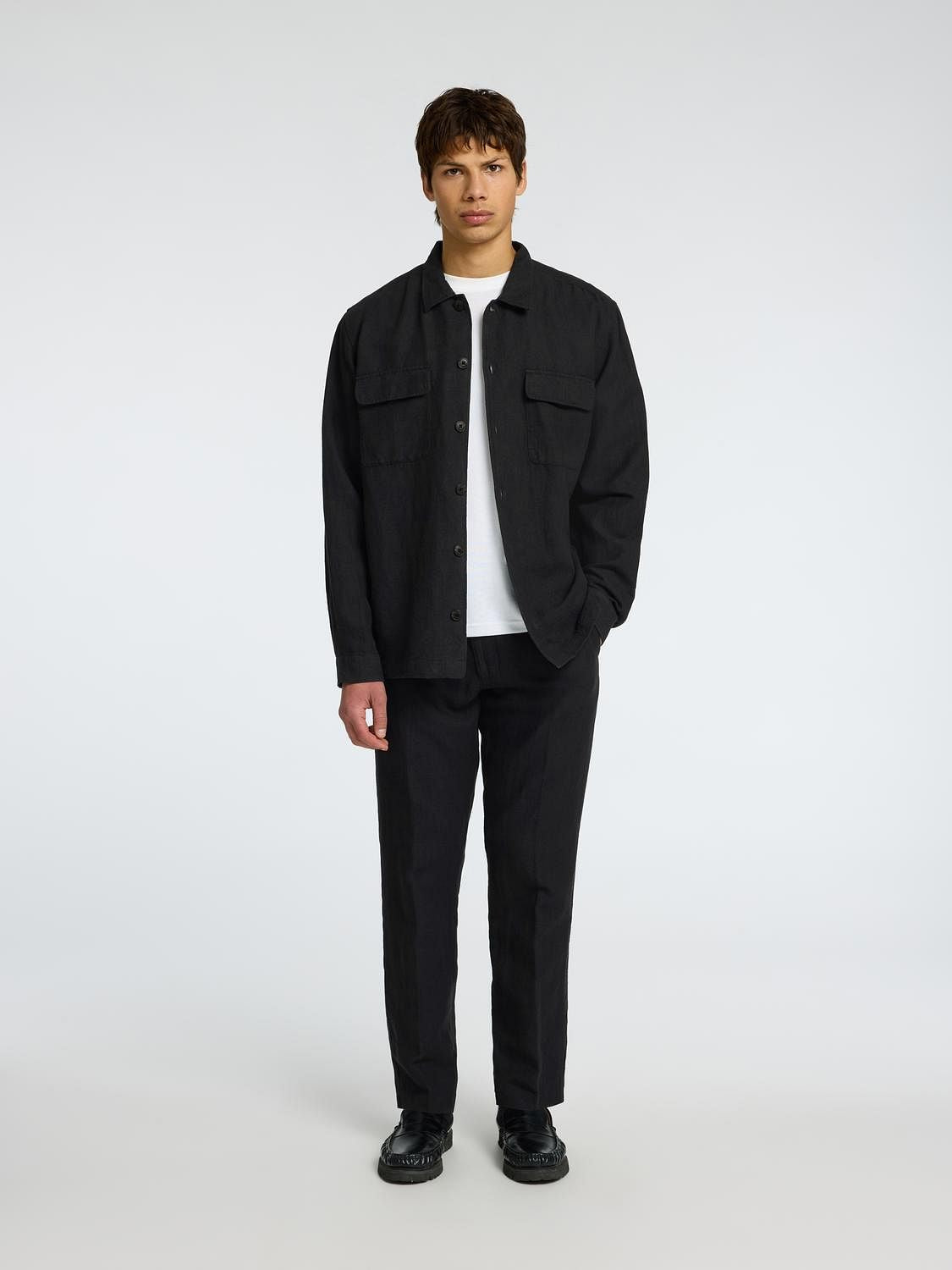 Black Linen Overshirt