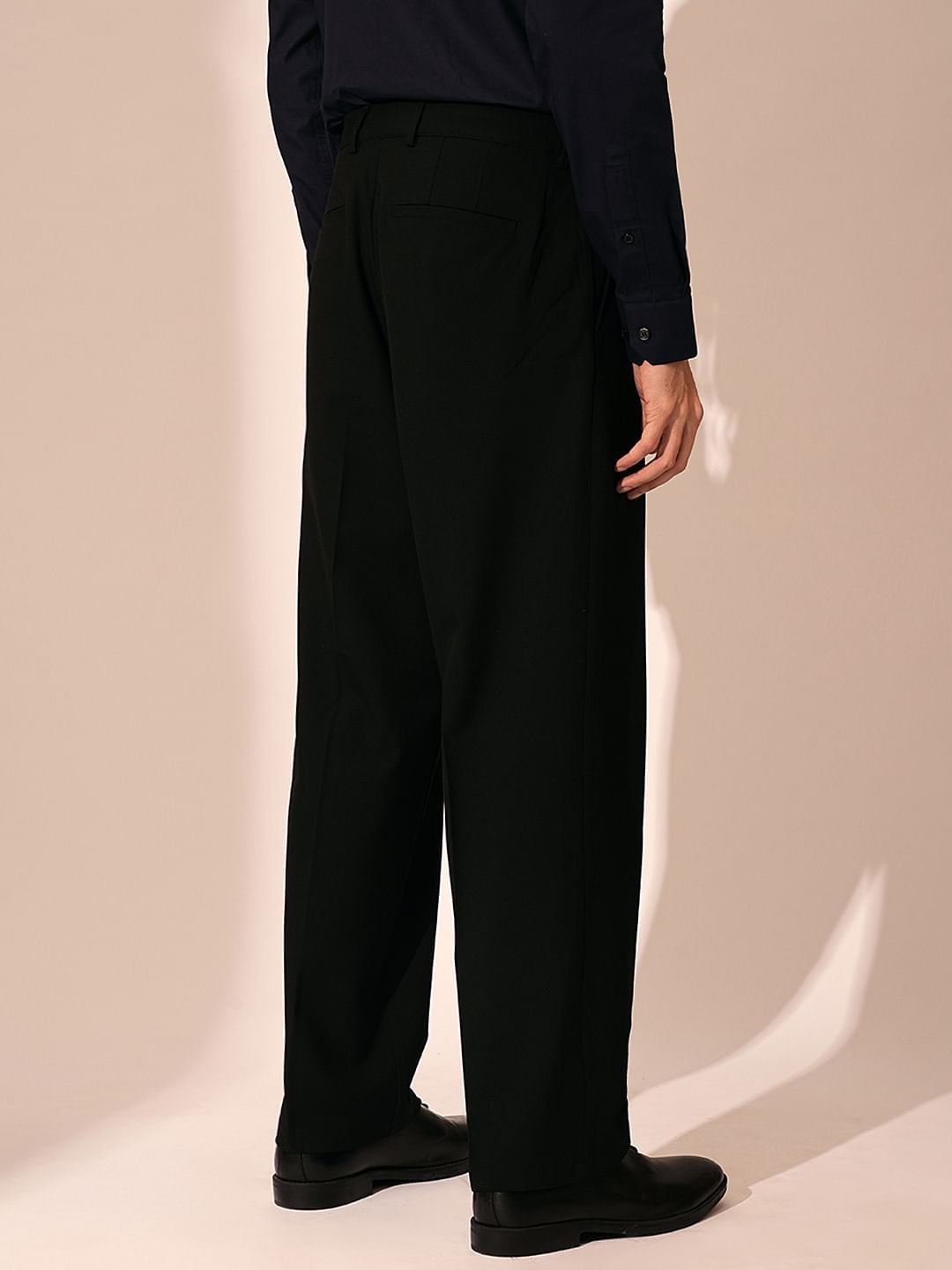 Black Relaxed Fit Tailored Trousers