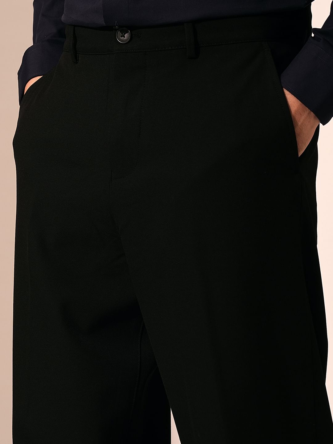Black Relaxed Fit Tailored Trousers