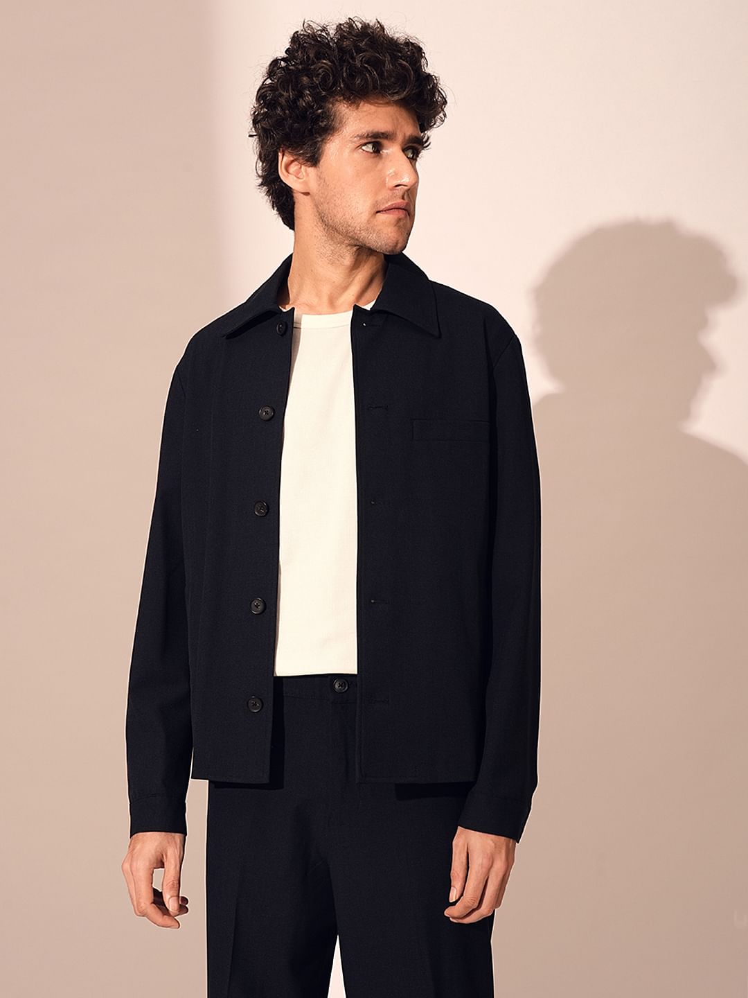 Dark Blue Regular Fit Hybrid Blazer