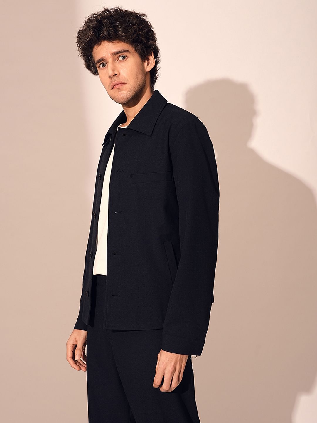 Dark Blue Regular Fit Hybrid Blazer