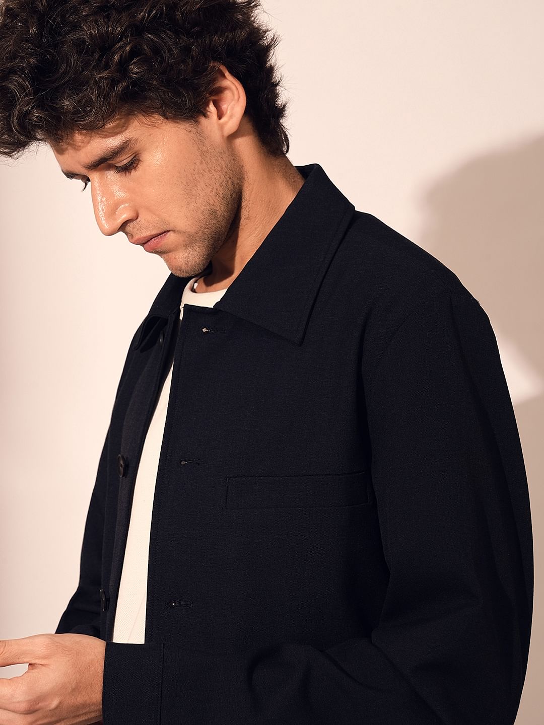 Dark Blue Regular Fit Hybrid Blazer