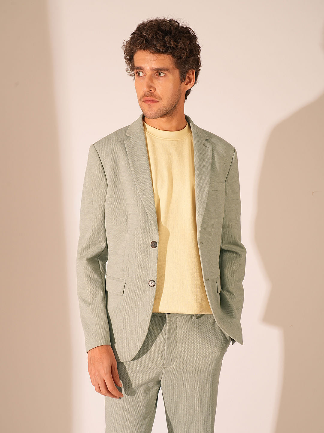 Light Green Suit-Set Tailored Blazer