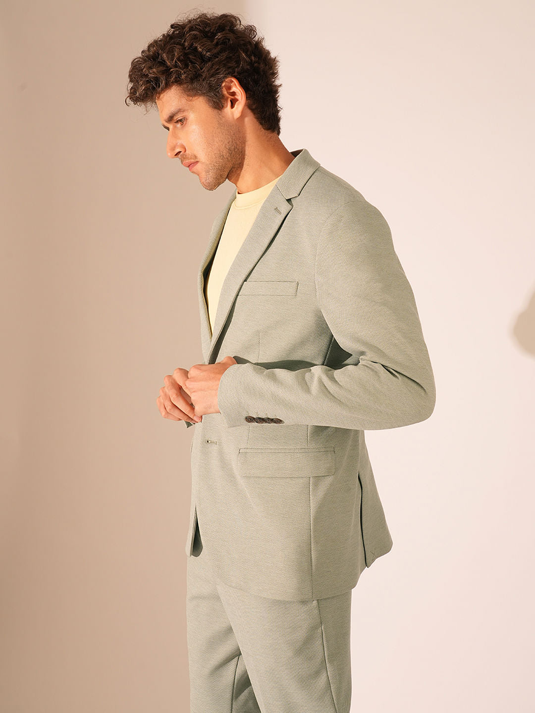 Light Green Suit-Set Tailored Blazer