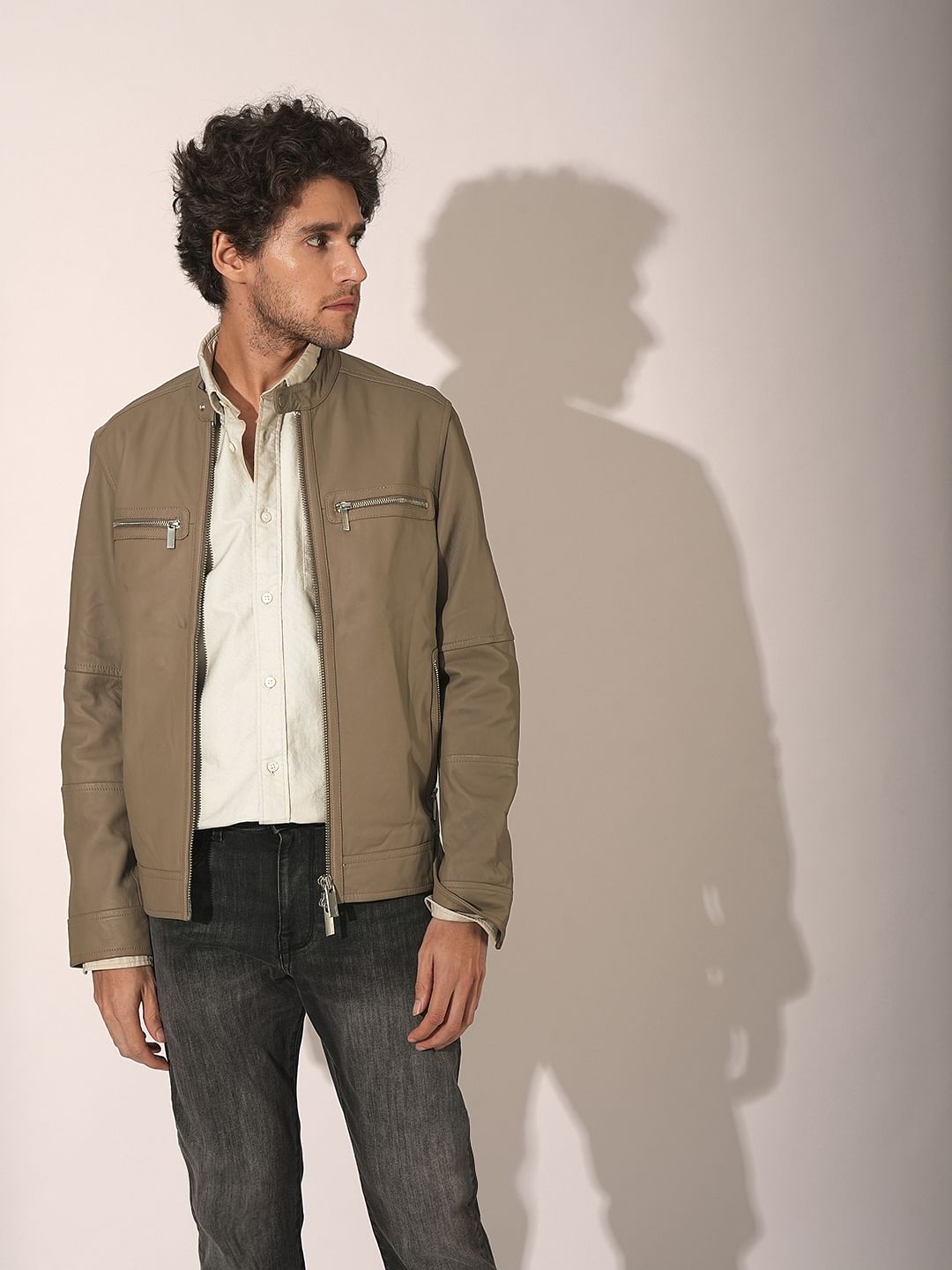 Beige Cotton Oxford Shirt