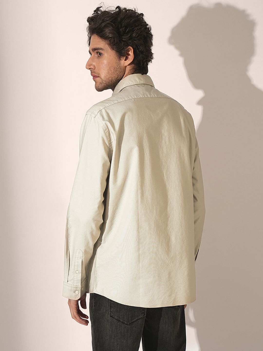 Beige Cotton Oxford Shirt