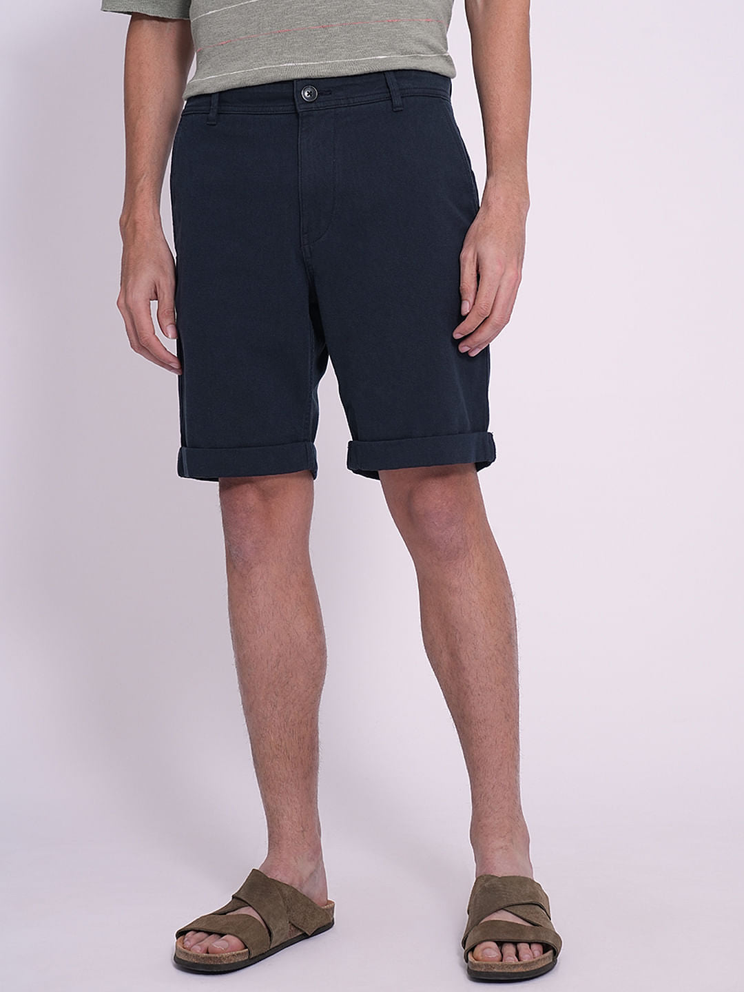 Dark Blue Mid Rise Shorts